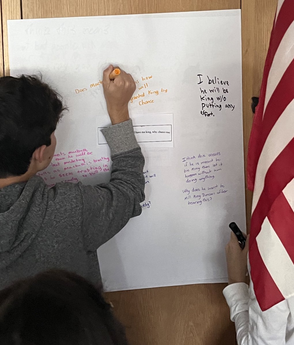 MissMonty516's tweet photo. Have you ever had a conversation in complete silence? These 10th grade ELA learners have. Today we unpacked complex Shakespearean language through a silent discussion 🤫 @mineolahs #mineolaproud https://t.co/52se8UOIk4