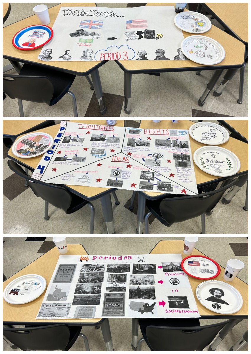FrancesMeetze's tweet photo. #apush review dinner party today. Students did an amazing job discussing which Period has had the biggest impact on our American and National Identity! @GHS_GilbertSC https://t.co/pfyVpBeuXN