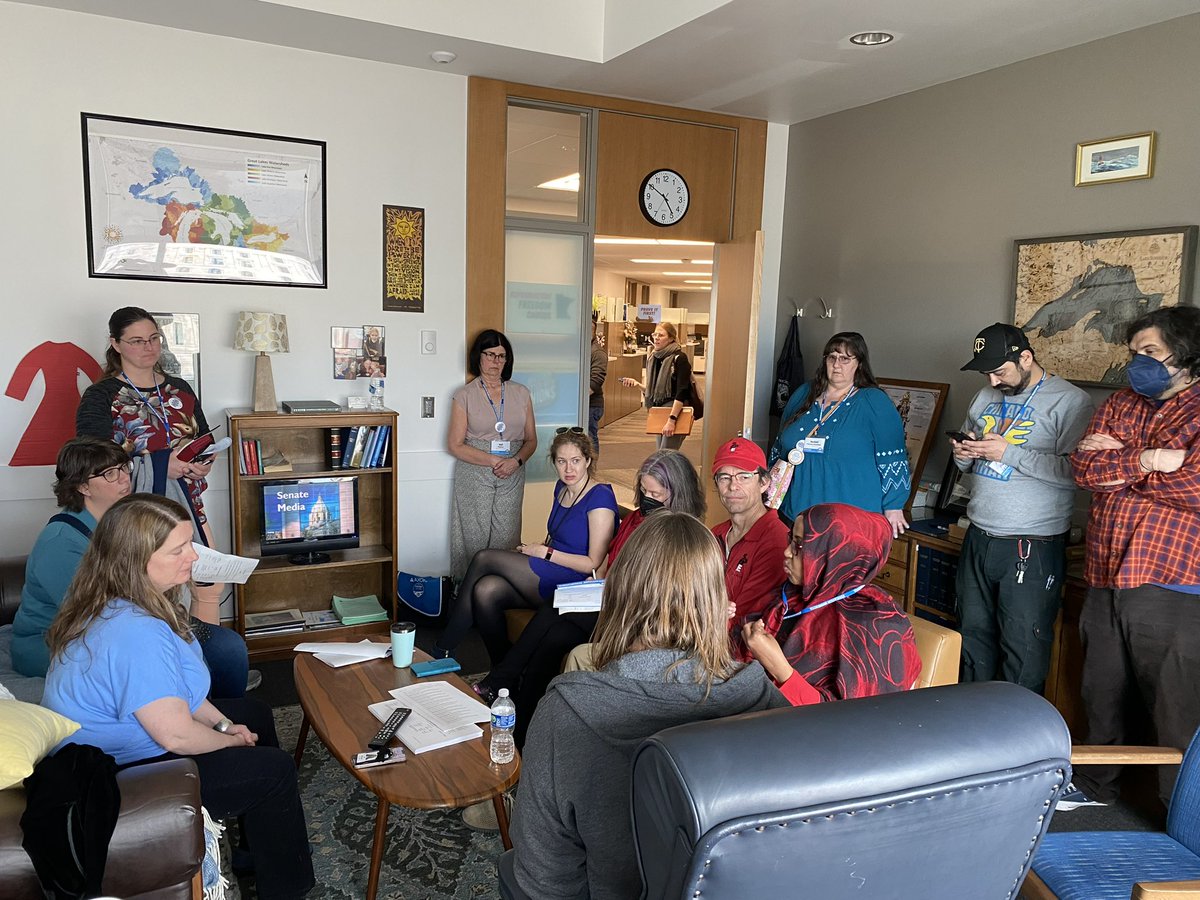 Hourly school workers are flooding the Capitol for our final legislative day of action! Thank you to legislators meeting w/them on access to unemployment, paid training, paid e-learning days and paid leave. These professionals deserve no less! #mnleg #rESPect