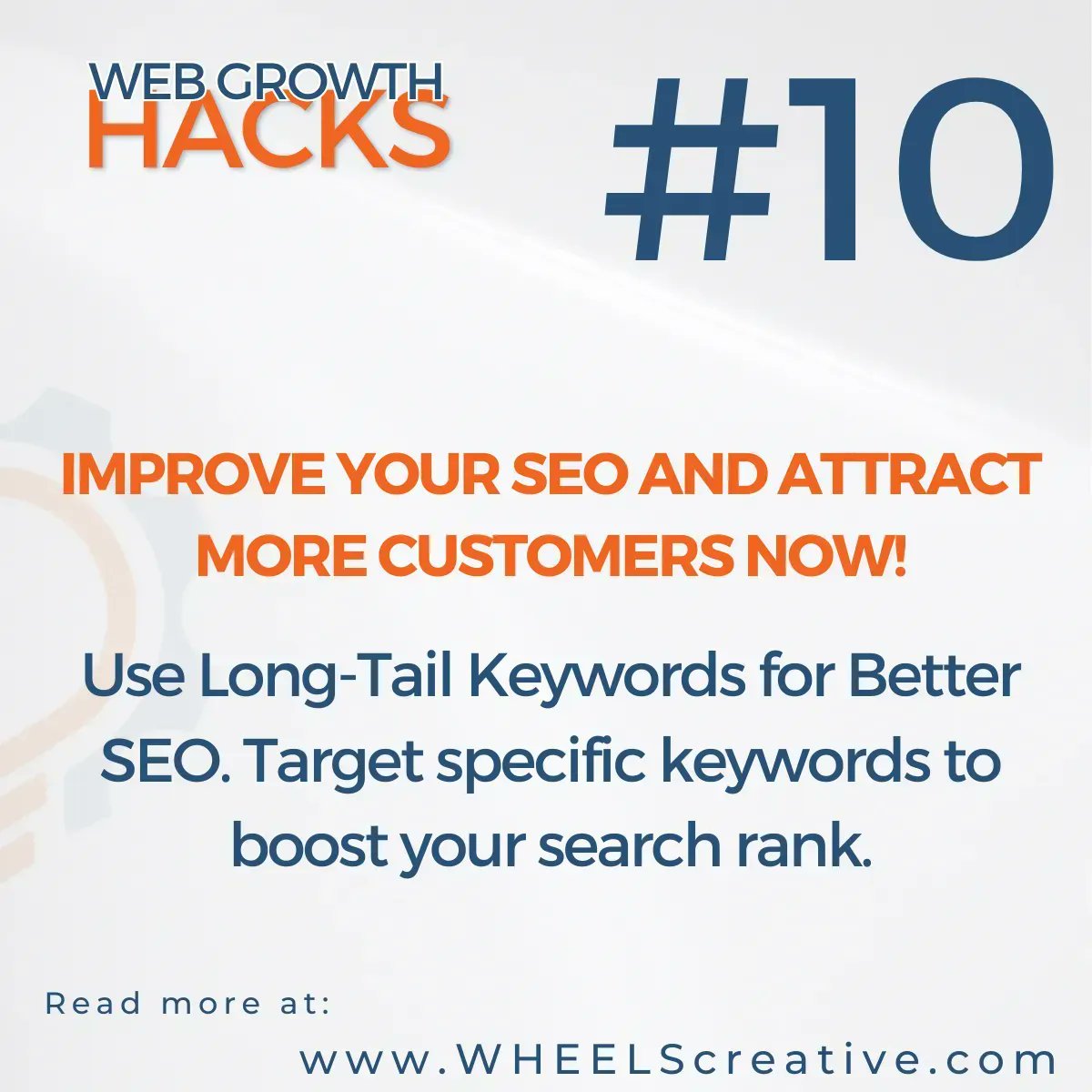 WHEELSCreative's tweet photo. Web Growth Hack #10: 

Improve your SEO and attract more customers now!

Use Long-Tail Keywords for Better SEO. Target specific keywords to boost your search rank. #SEO #SmallBusiness #LongTailKeywords

MORE: https://t.co/JHd9bE2kwN https://t.co/s2FUo8Tjfr
