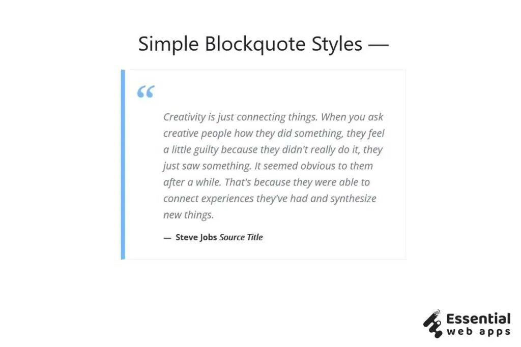 essentialwa's tweet photo. 🔗https://t.co/XojmkPlRQ3 

💥Simple Blockquote Styles 
💥bootstrap testimonial with quote icon 

#Wordpress #javascript #ReactJS #UI #Bootstarp #HTML5  #CSS #csstricks #FrontEnd #webdesign #CodePen #carousal #CodeNewbie #blogpost #cssquote #bootstarp #quotescard @essentialwa https://t.co/xXp7Xtrzbt