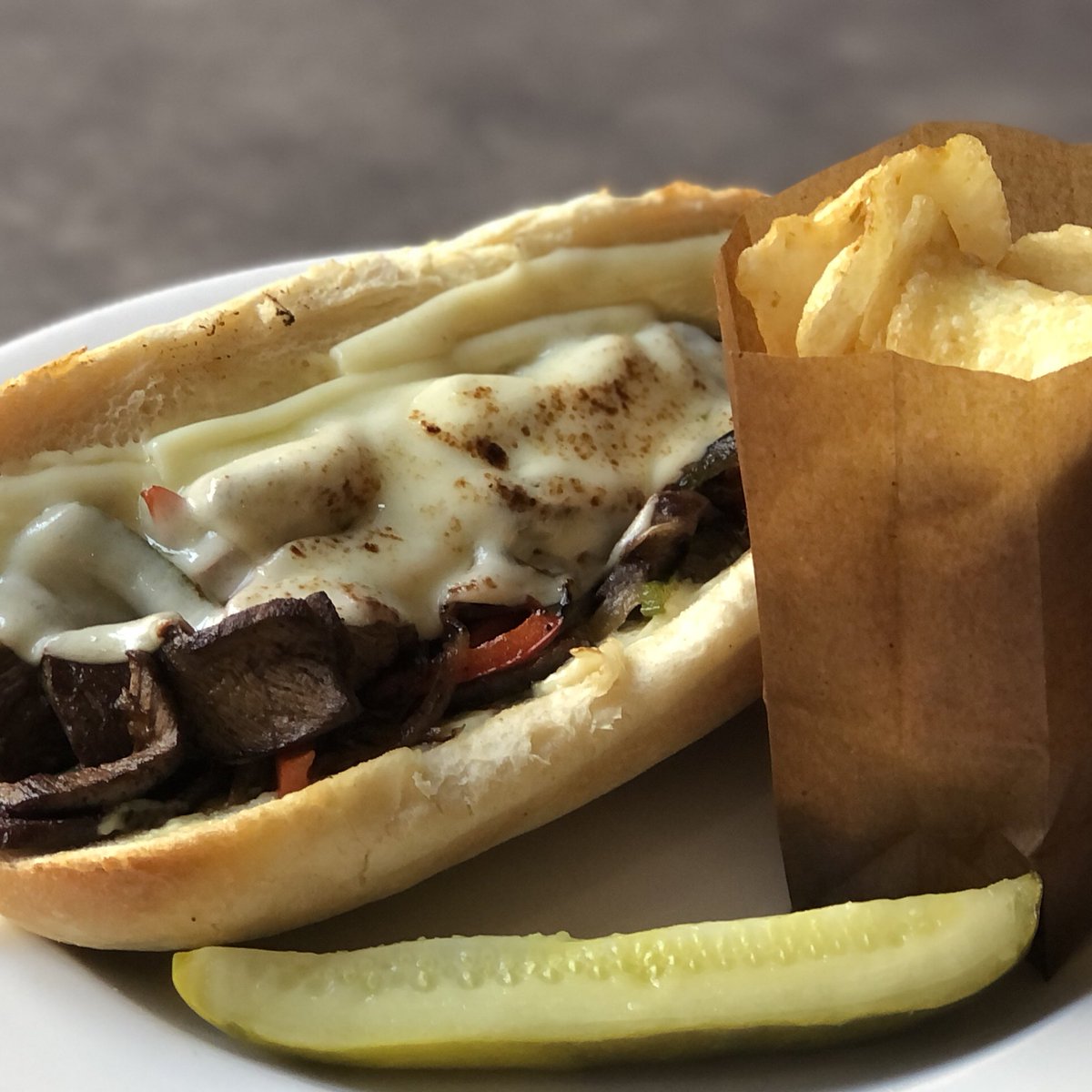 Special tonight—flat iron steak sandwich with sautéed peppers and onions, garlic aioli, and provolone on a toasted hoagie roll! Come on by! 

#CafeSelmarie #LincolnSquareChicago #FlatIronSteak #ChicagoFood #WhatsForDinner