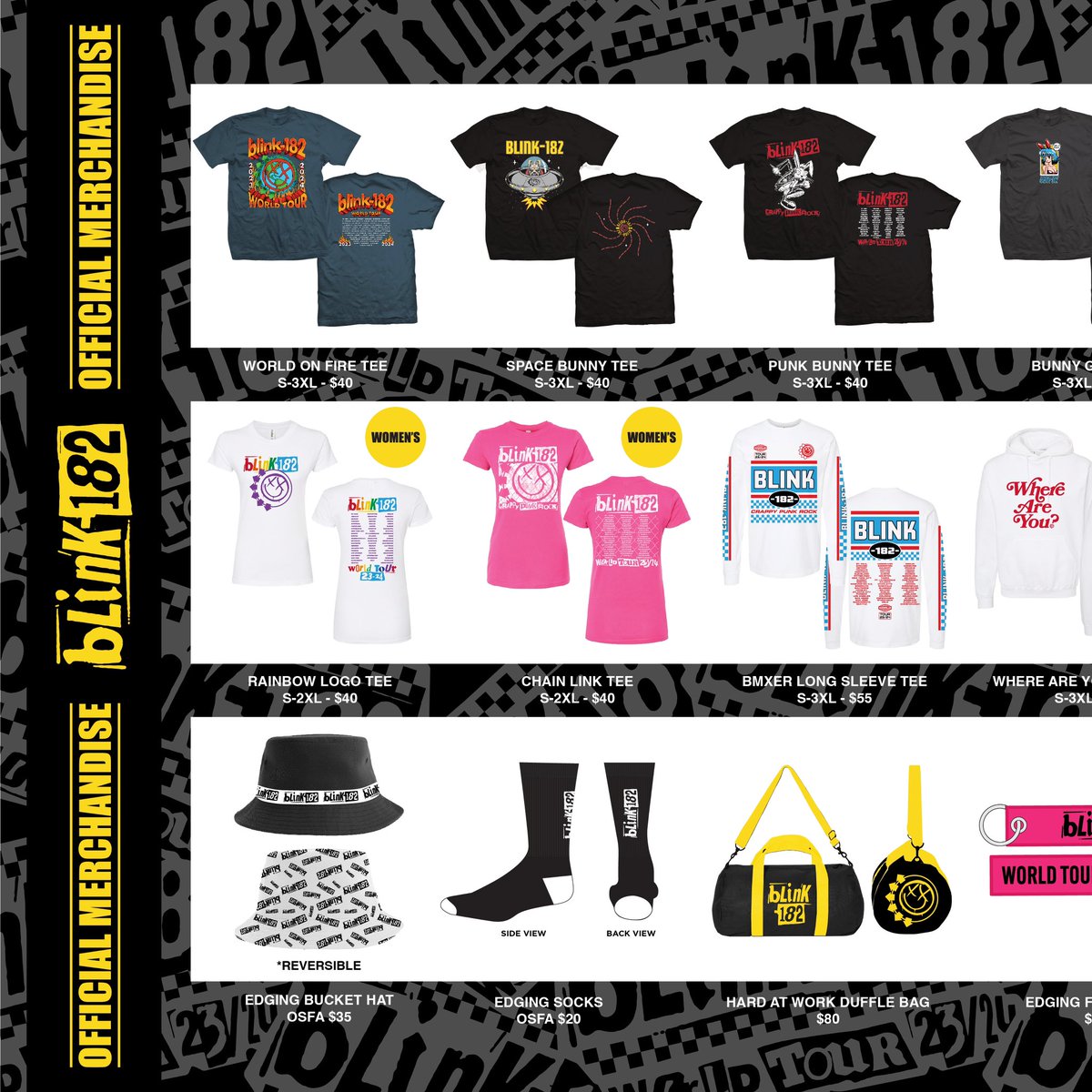 blink182's tweet photo. World Tour starts tomorrow May 4th in St Paul Minnesota!

Q: Will there be an outdoor merch stand?
A: Yes. It will open at 4:30pm each show day. Please note there may be some delays so be nice.

Q: Are there event posters?
A: Yes. Each show has a screenprinted poster. Limit (2) per customer.

Q: Are there event tees?
A: Yes. Each show has an event tee