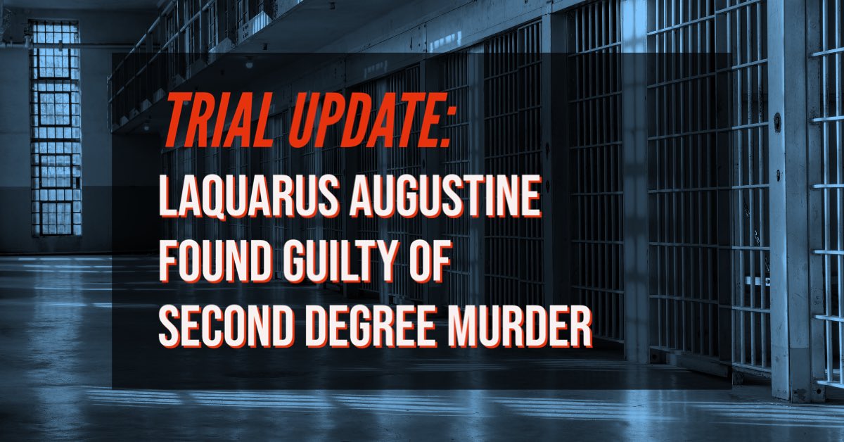 RapidesDa's tweet photo. On Wednesday, ￼May 3, 2023, Laquarus Augustine was found guilty of Second Degree Murder. Assistant District Attorneys Lea Hall and Kenneth Doggett, Jr. prosecuted the case. https://t.co/LeCn18XCZv