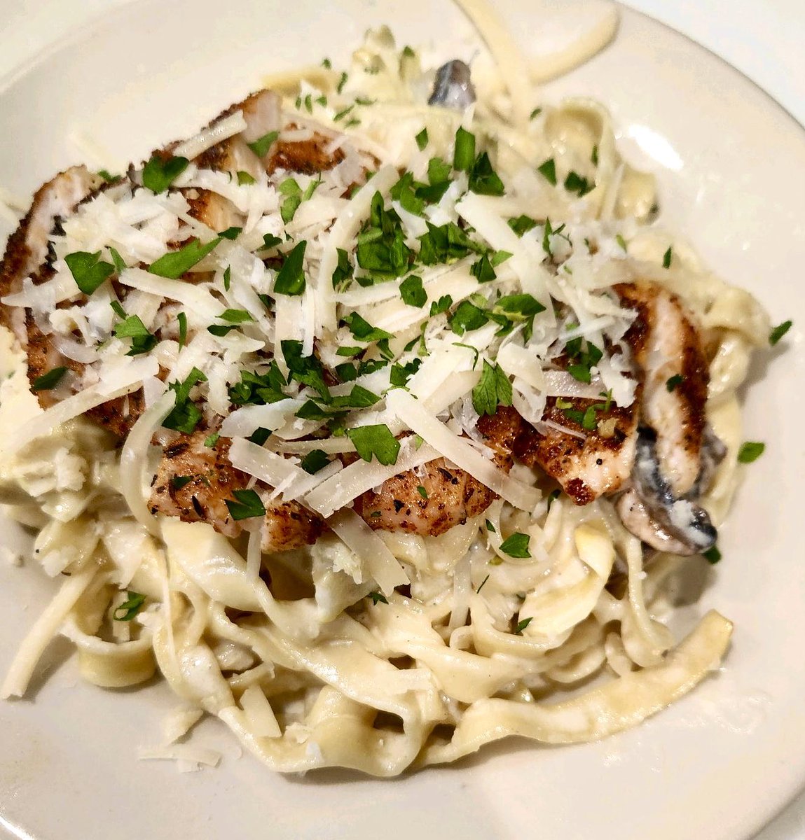 Dinner Special…Blackened Chicken Alfredo.  Come get you a plate #downtownnorman #eatlocalok #normanok