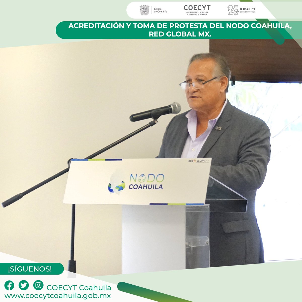 coecytcoahuila's tweet photo. Con el fin de promocionar el desarrollo de México a través de la inserción en la economía del conocimiento, participamos en la Ceremonia de Acreditación y Toma de Protesta del Nodo Coahuila, de la Red Global MX.

@GobDeCoahuila @SEducacionCoah @vmario_garza https://t.co/1NJGlR2VJA