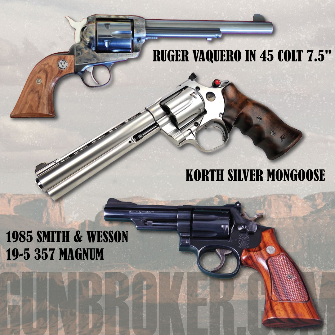GunBroker's tweet photo. Which would YOU choose?
.
.
.
#WheelgunWednesday #gunbroker #firearms #guns #pewpew #gunsofinstagram #rareguns #collectibleguns #collectablefirearms #uniqueguns #gunslife #2ndamendment #2A #revolver   #everydaycarry #edc #ccw #concealedcarry #wheelgun https://t.co/8BQpCHIxrx