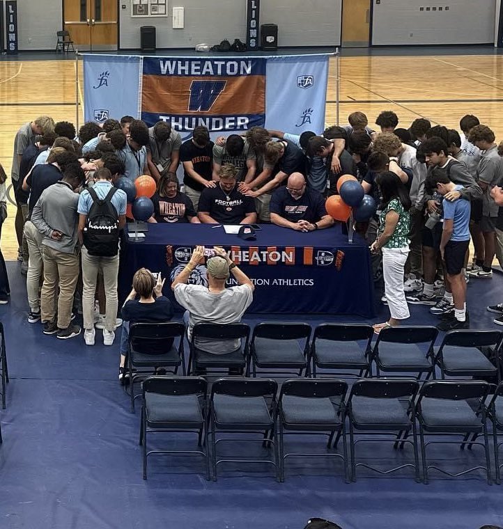 DawsonM2023's tweet photo. Signed, sealed, BLESSED!! 
Thank you @WheatonFB for this opportunity. 🧡💙

@CoachHawley @Coach_JScott @brad_lord @CoachWalker0223 https://t.co/zcucRxA2OU