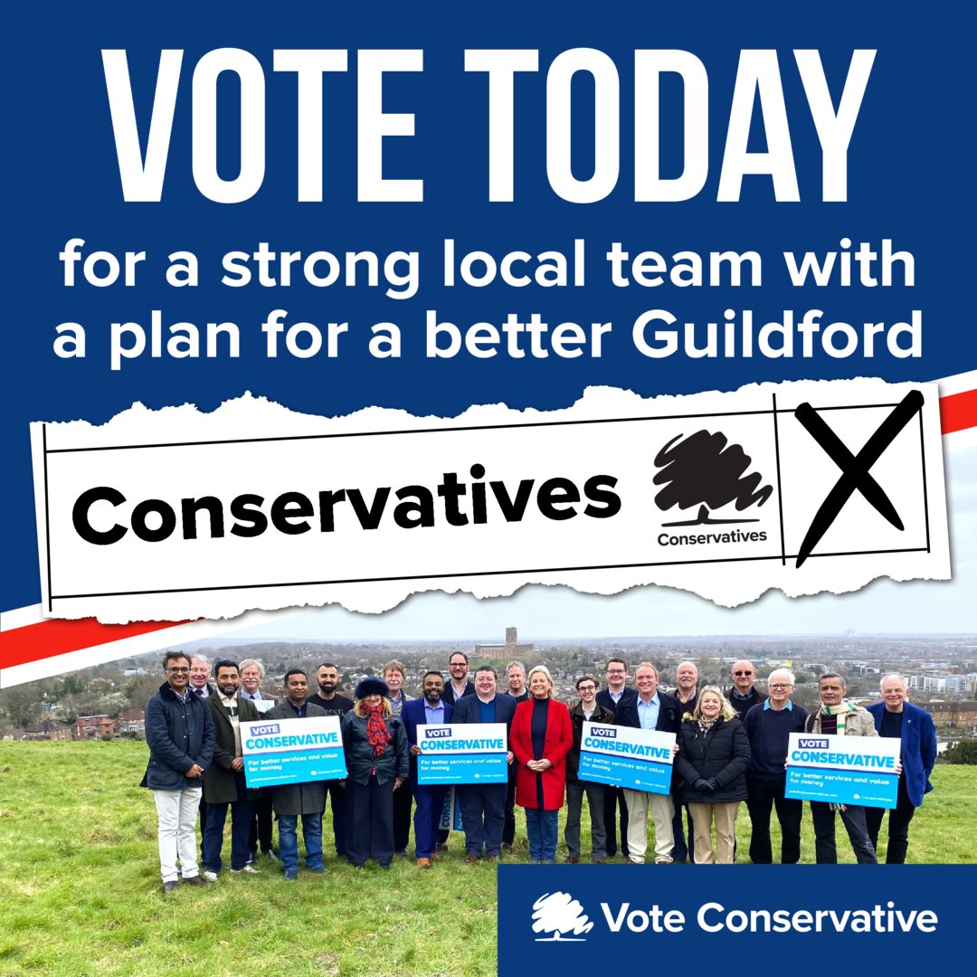 Just finished work? Why not go and vote for a better Guildford?

Conservatives have a plan for a better Guildford with low Council Tax, fairer parking charges and a Council working for you.

Read more about our plan below:

guildfordconservatives.com/local-election…

#VoteConservative