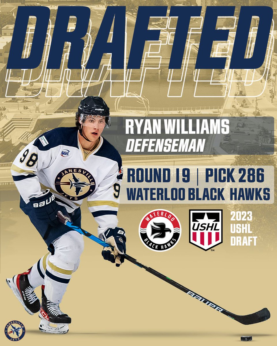 JanesvilleJets1's tweet photo. #DRAFTED: D Ryan Williams

R19 P13 (286th overall) by @BlckHawksHockey
 
#USHLDraft #WhosNext #CultureOfAdvancement https://t.co/qU4eC2gJfS