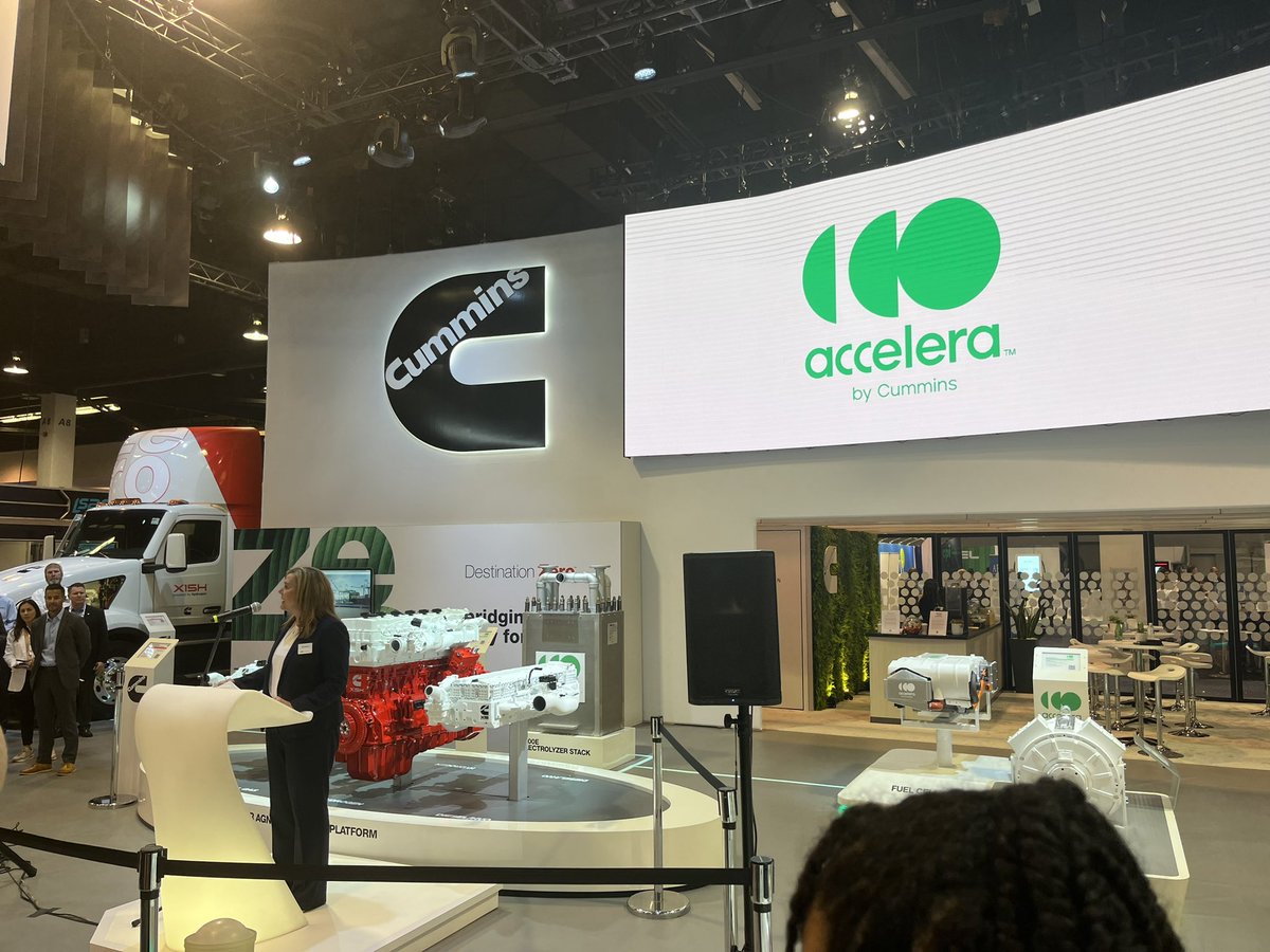 Advanced Clean Tech News / ACT Expo (@actexpo) on Twitter photo At #ACTexpo, <a href="/AcceleraZero/">Accelera by Cummins</a> and <a href="/Cummins/">Cummins Inc.</a> showcase a broad portfolio of decarbonizing technologies with an emphasis on hydrogen, including the reveal of the organization’s zero-carbon H2-ICE concept truck powered by
X15H hydrogen engine. At #ACTexpo, <a href="/AcceleraZero/">Accelera by Cummins</a> and <a href="/Cummins/">Cummins Inc.</a> showcase a broad portfolio of decarbonizing technologies with an emphasis on hydrogen, including the reveal of the organization’s zero-carbon H2-ICE concept truck powered by
X15H hydrogen engine.