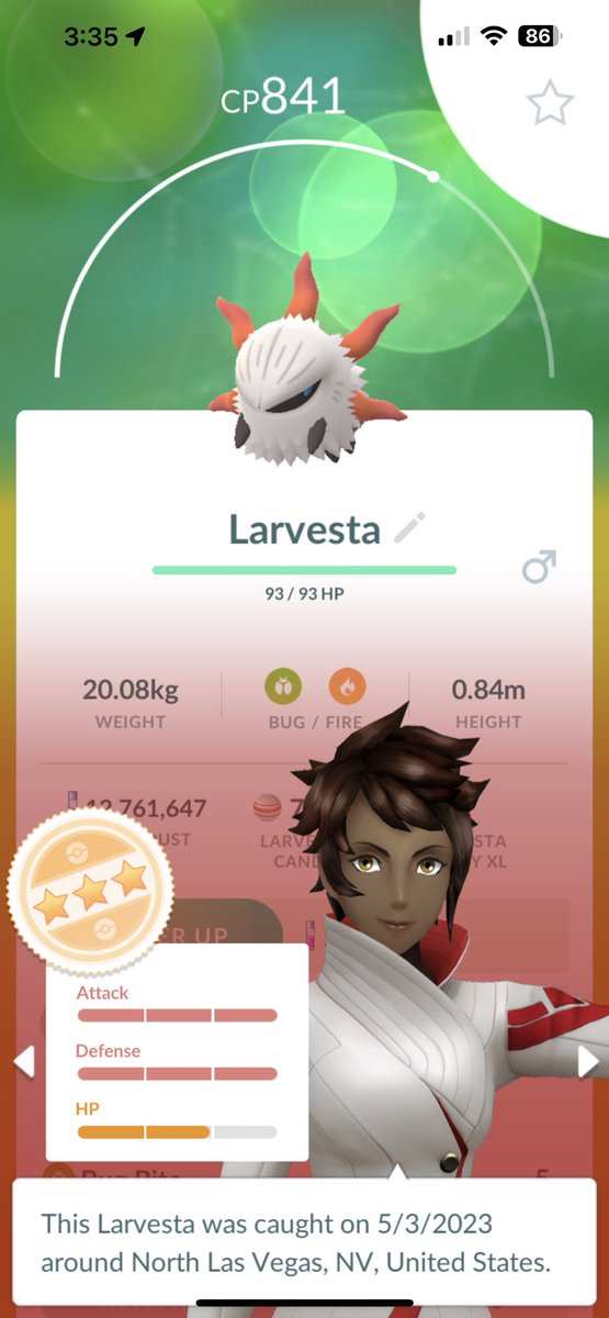 creativefunks's tweet image. 2nd Larvesta from 65 egg hatches!  #pokemongo #larvesta