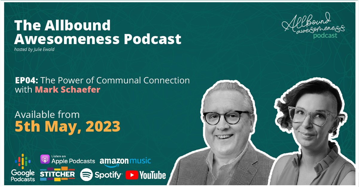 julieewald's tweet photo. Join me and the brilliant @markwschaefer as we discuss his new book 'Belonging to the Brand' and how brand communities can be used for brand marketing this Friday on the 4th edition of The Allbound Awesomeness Podcast!

#podcast #marketing #markschaefer #podcastshow https://t.co/blEr1fhIph