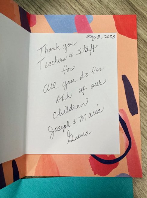 LasPalmasEISD's tweet image. Thank you to our grandparents, Mr. and Mrs. Guerra, for recognizing and celebrating our teachers for Teacher Appreciation! #LPEPawsUp #LPLS4Girls