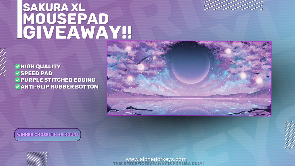 🌸Sakura Giveaway🌸 

Hey Everyone! We're giving away our Beautiful Sakura Speed pad!💝

To Enter:
-Like &amp; Retweet 
-Follow Us 
-Comment a GIF🌸 

Winner will be drawn in 48 Hours! GLHF!!
This Specific Giveaway is USA only🇺🇸