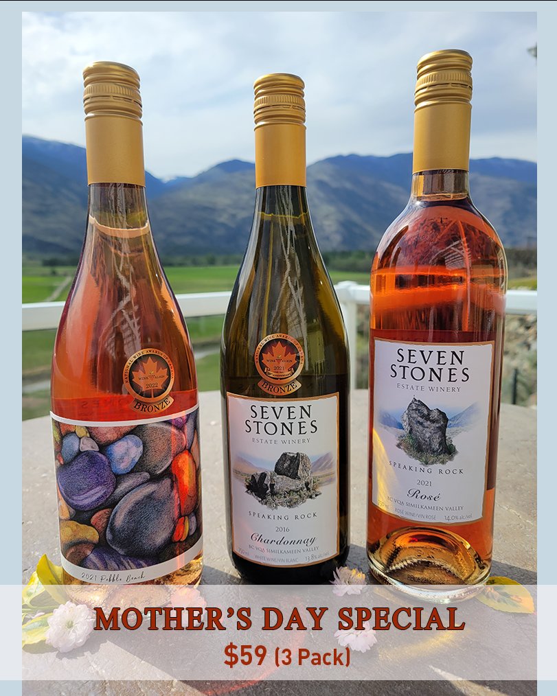 Treat Mom to a three-pack of these great patio sippers. And bring her to our wine shop this Mother's Day weekend and we'll give her a free tasting! The set is available for purchase at our wine shop only. sevenstones.ca #Chardonnay #rosè #winewednesday #sevenstonesbc