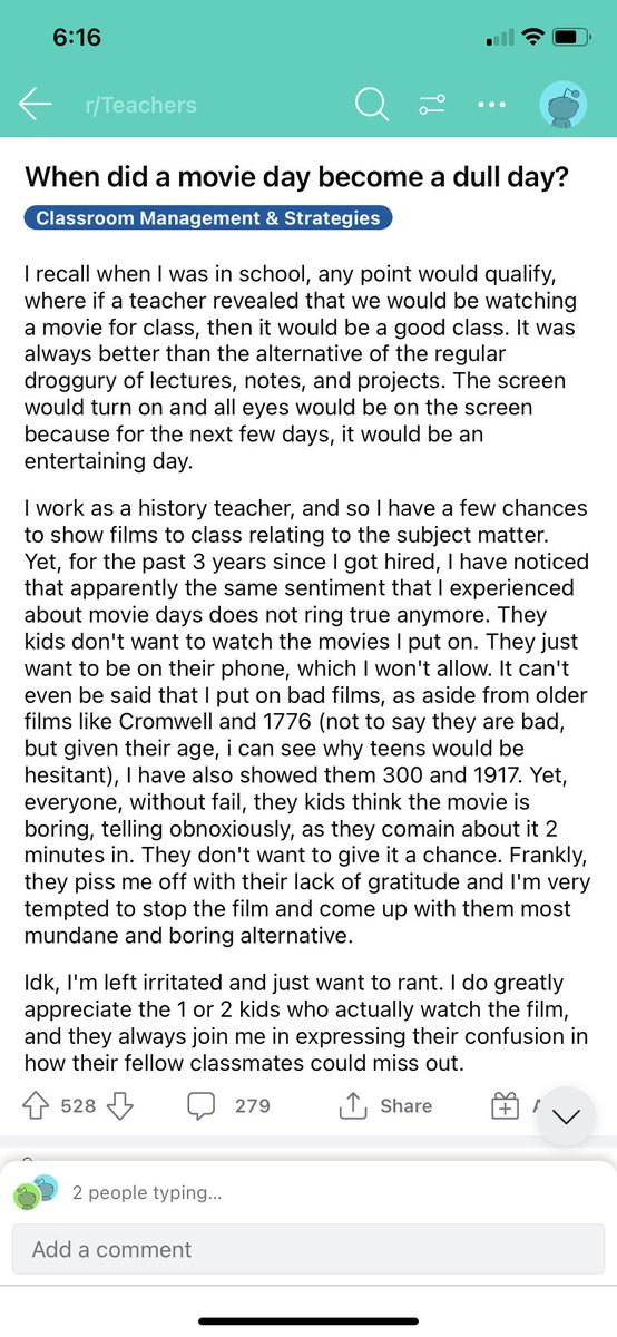 MrSmithBBS's tweet photo. Legitimate question: do the students I teach even watch movies anymore, let alone care about them? I didn’t write this, but thought it was interesting and had truth to it. https://t.co/0PUJpesdET