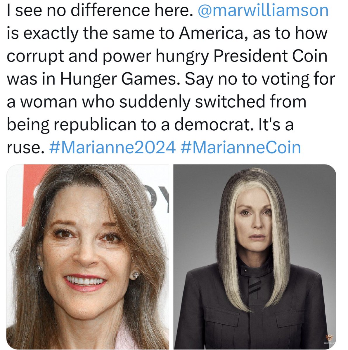HotTakesWithHol's tweet photo. #Marianne2024 #MarianneCoin #Democrats don't let Marianne split the democratic vote.🙅‍♀️ https://t.co/yl0BERMmlk