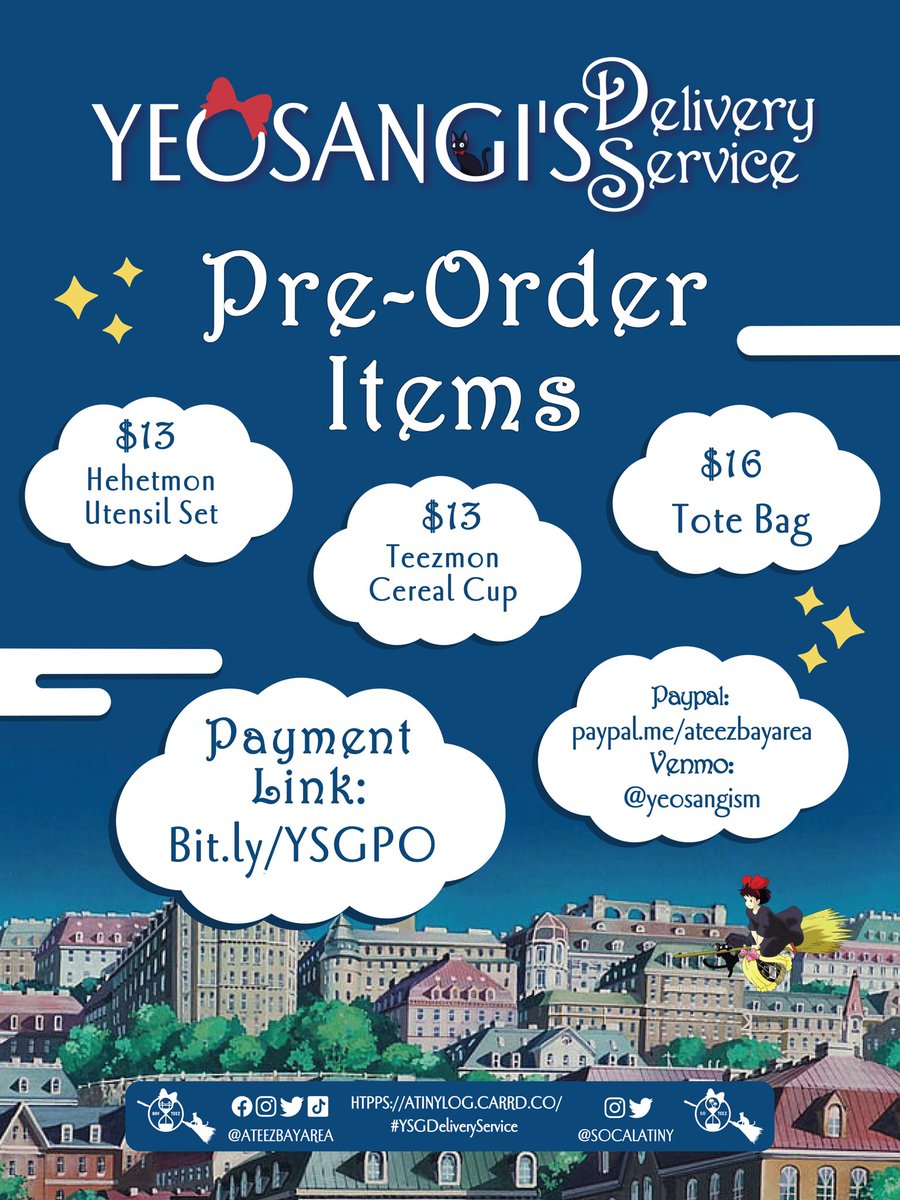 SoCalAtiny's tweet photo. 🧹PREODERS READY 🐈⬛
Hiya! Our brand new delivery service is opening preorder for single items! Remember that this will make the slots extremely limited so act fast!
Form: https://t.co/jHEV117G7N
@ATEEZofficial #ATEEZ #에이티즈 #YSGDeliveryService https://t.co/nWYD5LykJn