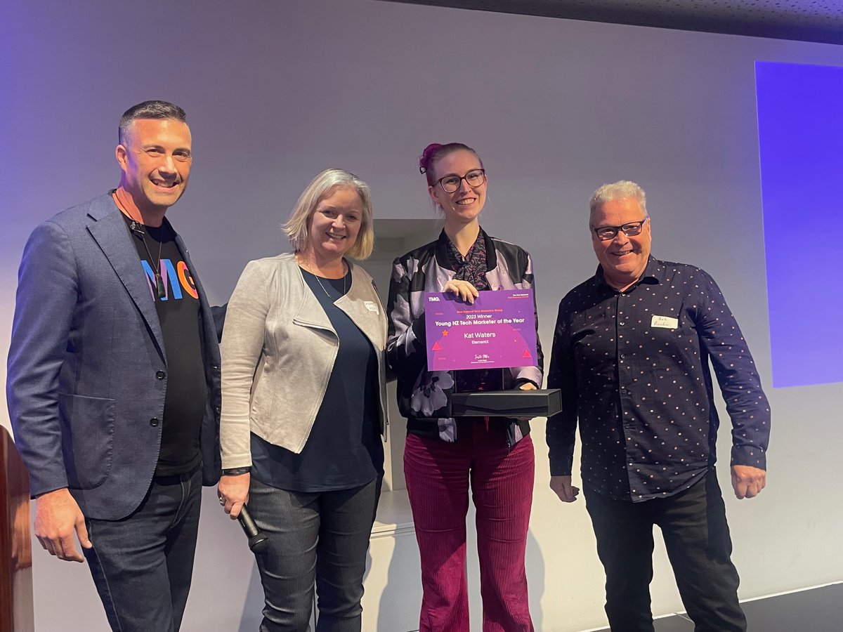 The 2023 New Zealand Young Tech Marketer of the Year!Congratulations to Kat Waters from ElementX.