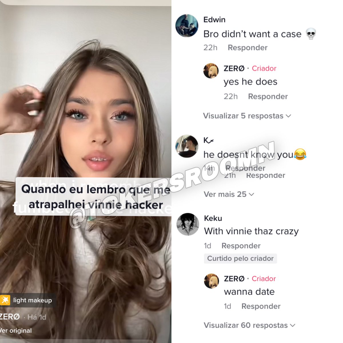 TokersRoomn's tweet image. •E ela ataca novamente, #serenalikesramen postou um vídeo em sua conta secundária no T1kT0k com a legenda “Quando eu lembro que me atrapalhei com #Vinniehacker ” 👀☕️