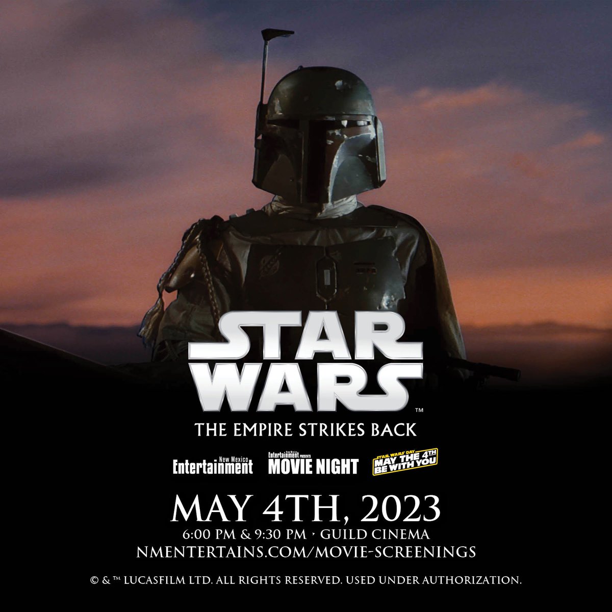 TheRealTerRob's tweet photo. 24 tickets left for the 6:00 pm screening. The 9:30 pm screening is not far behind and the 3:00 pm ticket sales are finding momentum. Celebrate #starwarsday with us!

⬆️ https://t.co/T4PXx818l7 ⬆️

#nmentertains #events #entertainment #maytheforthbewithyou #guildcinema #newmexico https://t.co/cuDJo1iMzO
