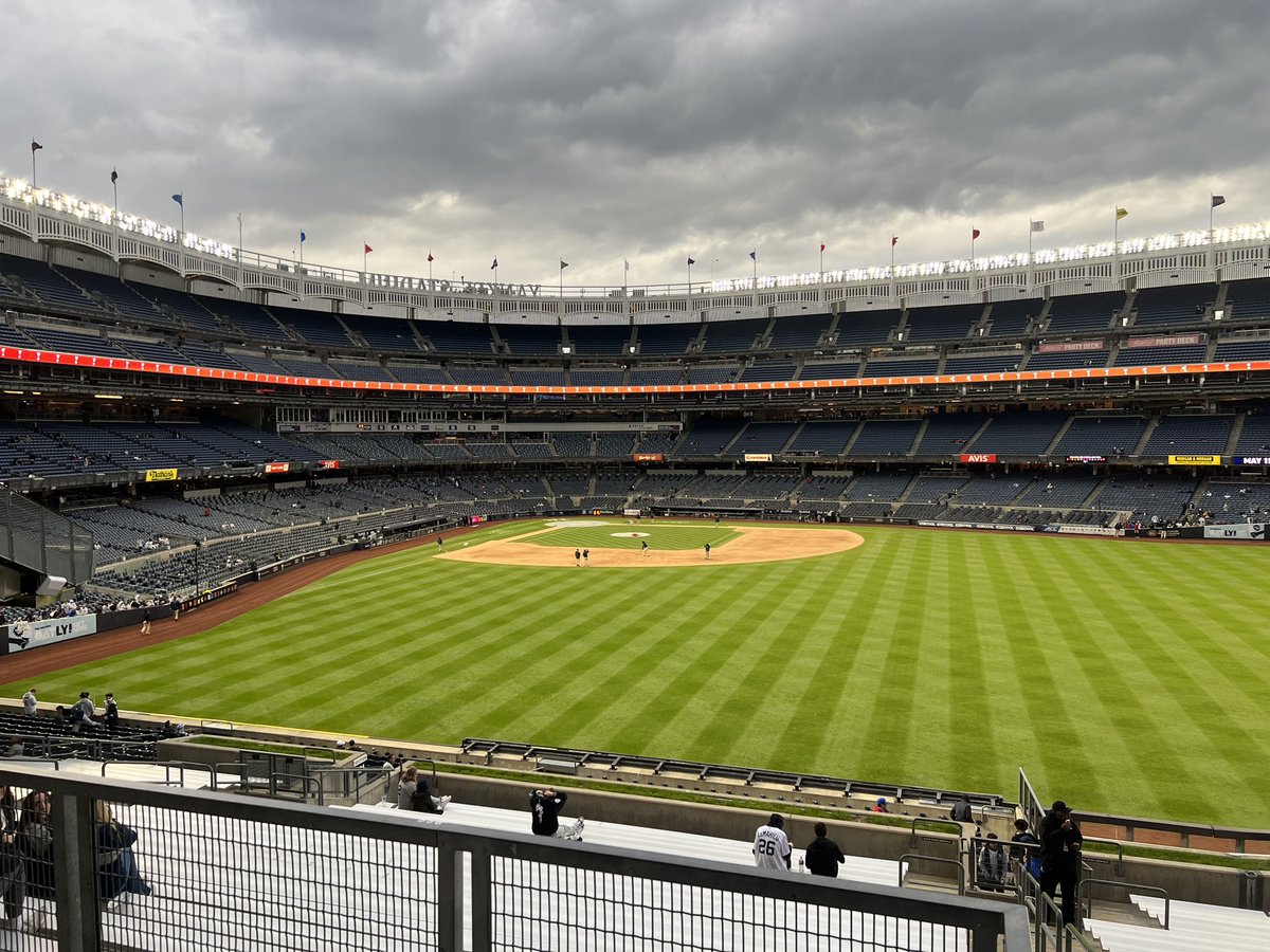 BenLampron's tweet photo. Coming to you live from Yankee Stadium for tonight’s game versus the visiting Cleveland Guardians.  Pro ballpark #165 for me! https://t.co/dSrXRv7Niy