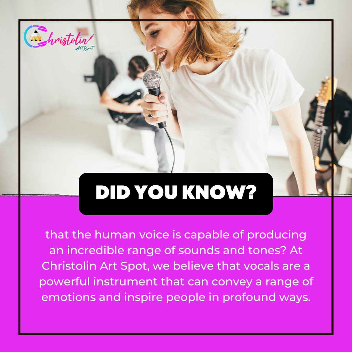 ChristolinSpot's tweet photo. At Christolin Art Spot, we believe that vocals are a powerful instrument that can convey a range of emotions and inspire people in profound ways.

#christolinartspot #vocalclass #singing #music #singingclasses #onlinemusicclasses #vocal #classicalmusic #vocalcoach #musicforlife https://t.co/5CtEKyn7N9
