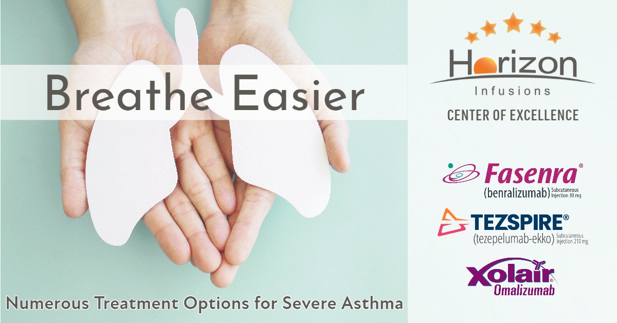 HZinfusions's tweet photo. Are you struggling with severe asthma? Horizon Infusions provides affordable, convenient treatments that can help #asthma patients breathe more easily. Ask your doctor about Fasenra®, Tezspire®, or Xolair®, and take control of your asthma. 
#WorldAsthmaDay https://t.co/Jud9HxNvOT