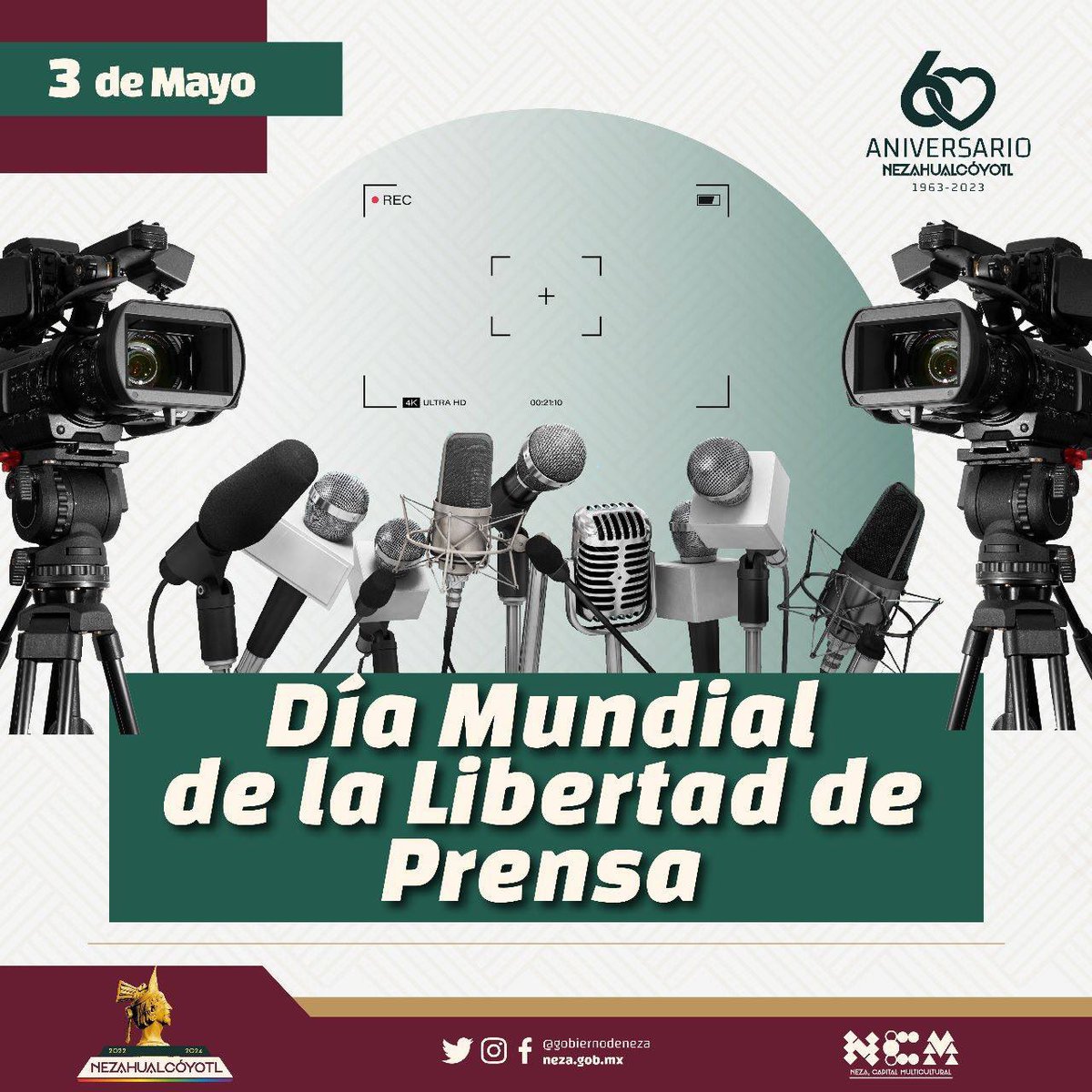 GobNeza's tweet photo. #Efeméride 🗓️| Conmemoramos el Día Mundial de la #LibertadDePrensa 📺🎤🗞️
Un derecho que tienen todos los comunicadores.
#Neza #CapitalMulticultural https://t.co/9GKggebOBr
