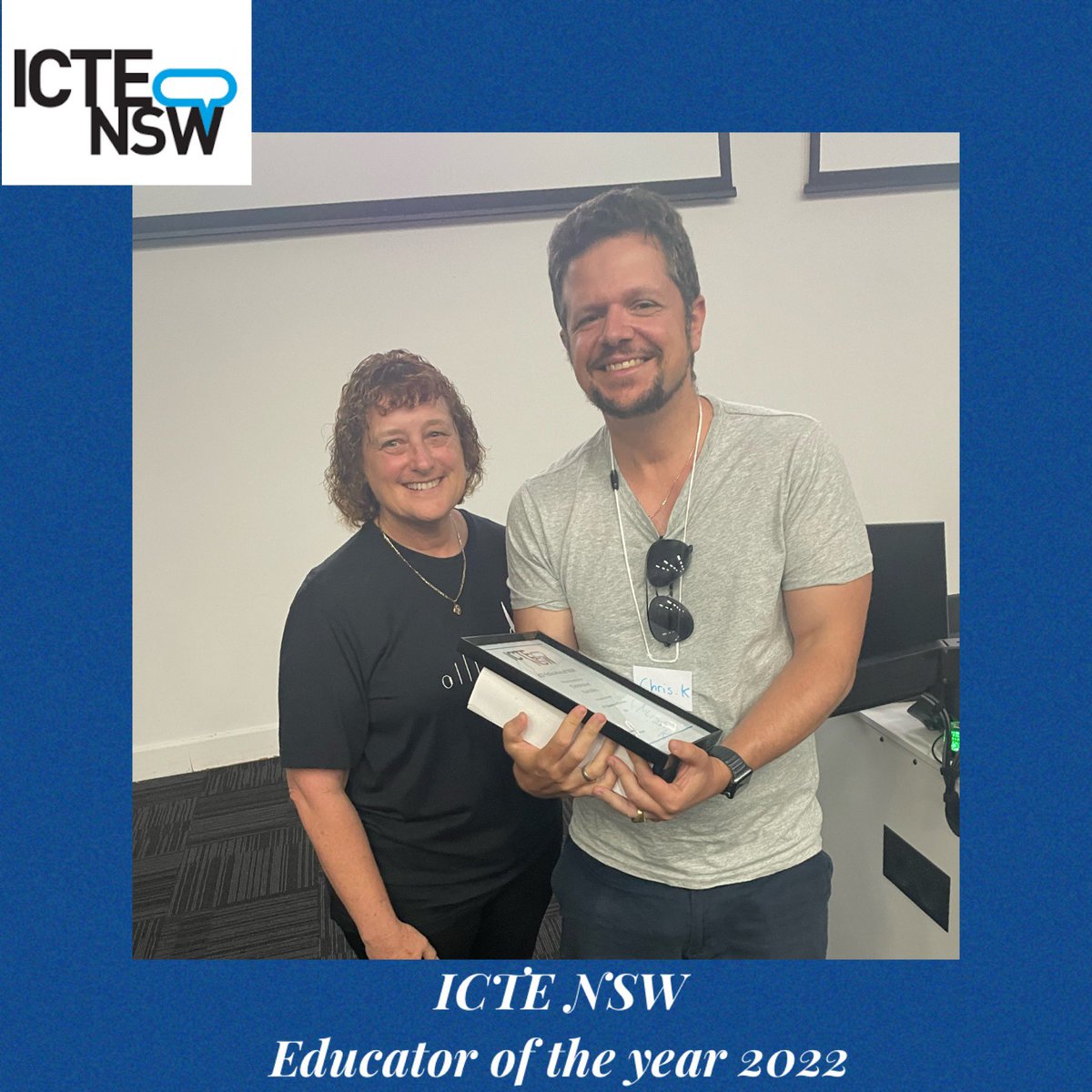 ICTENSW's tweet photo. Congratulations to the Chris Kalodikis for being awarded the #ICTENSW Educator of the Year for 2022.
#aussieED #ACCE_au #ICTEPRIMARY #ICTECS #ICTESDD #ICTEIPT #ICTEPD - #ozcschat #edtech #ACUtech https://t.co/kQojWkFbpz