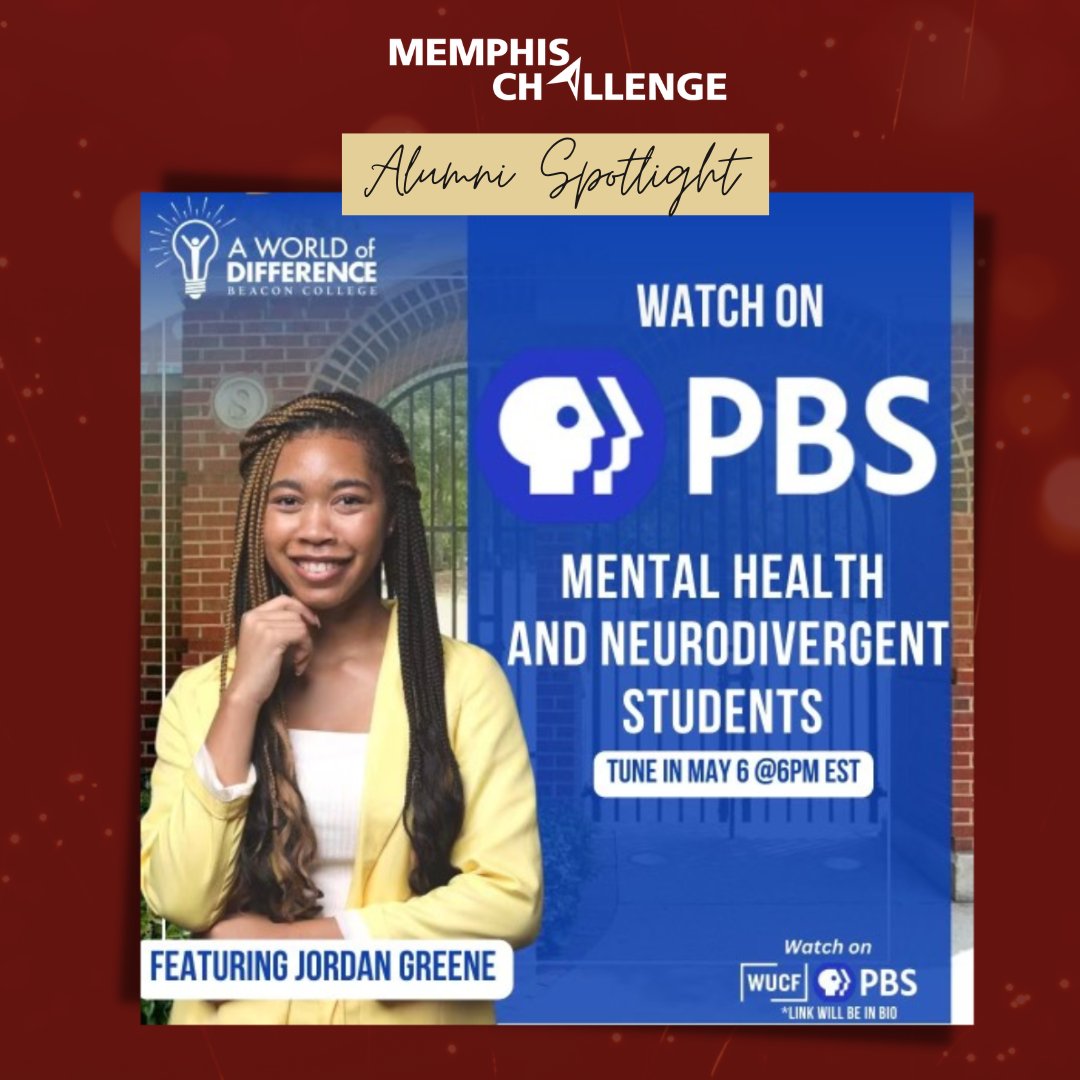 MemChallenge's tweet photo. As we kick off #MentalHealthAwarenessMonth, we are excited to announce that Memphis Challenge Alum Jordan Greene (MC Class of 2022) will be featured in an episode of “A World of Difference” on @PBS!

#MemphisChallenge #Memphis #EndTheStigma #BreakTheStigma #MentalHealthMatters https://t.co/c3PoCNZHme