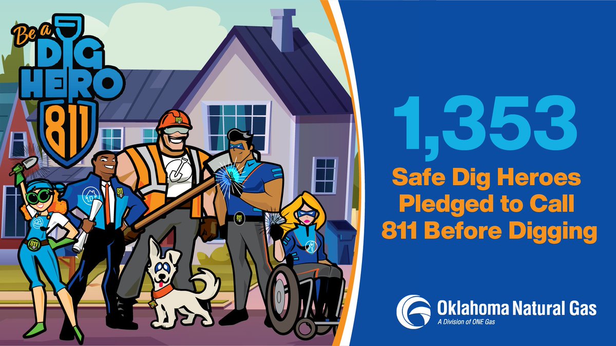 OklahomaNatural's tweet image. Throughout #SafeDiggingMonth, we had a total of 🥁drumroll please... 🥁    

 1,353 dig heroes take the Safe Digging Pledge!

Thank you ALL for doing your part to protect your community. Learn more: oneg.as/44uc4Pm