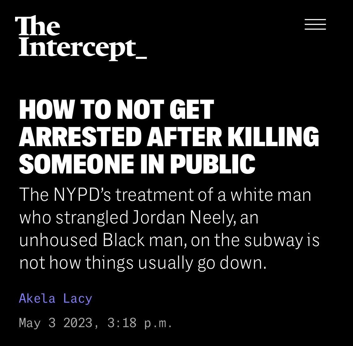 Read Starting Somewhere (@jphilllllll) on Twitter photo Respect to The Intercept and <a href="/akela_lacy/">Akela Lacy</a> for going hard as fuck on this. This is vital work.
Link: theintercept.com/2023/05/03/nyp… Respect to The Intercept and <a href="/akela_lacy/">Akela Lacy</a> for going hard as fuck on this. This is vital work.
Link: theintercept.com/2023/05/03/nyp…
