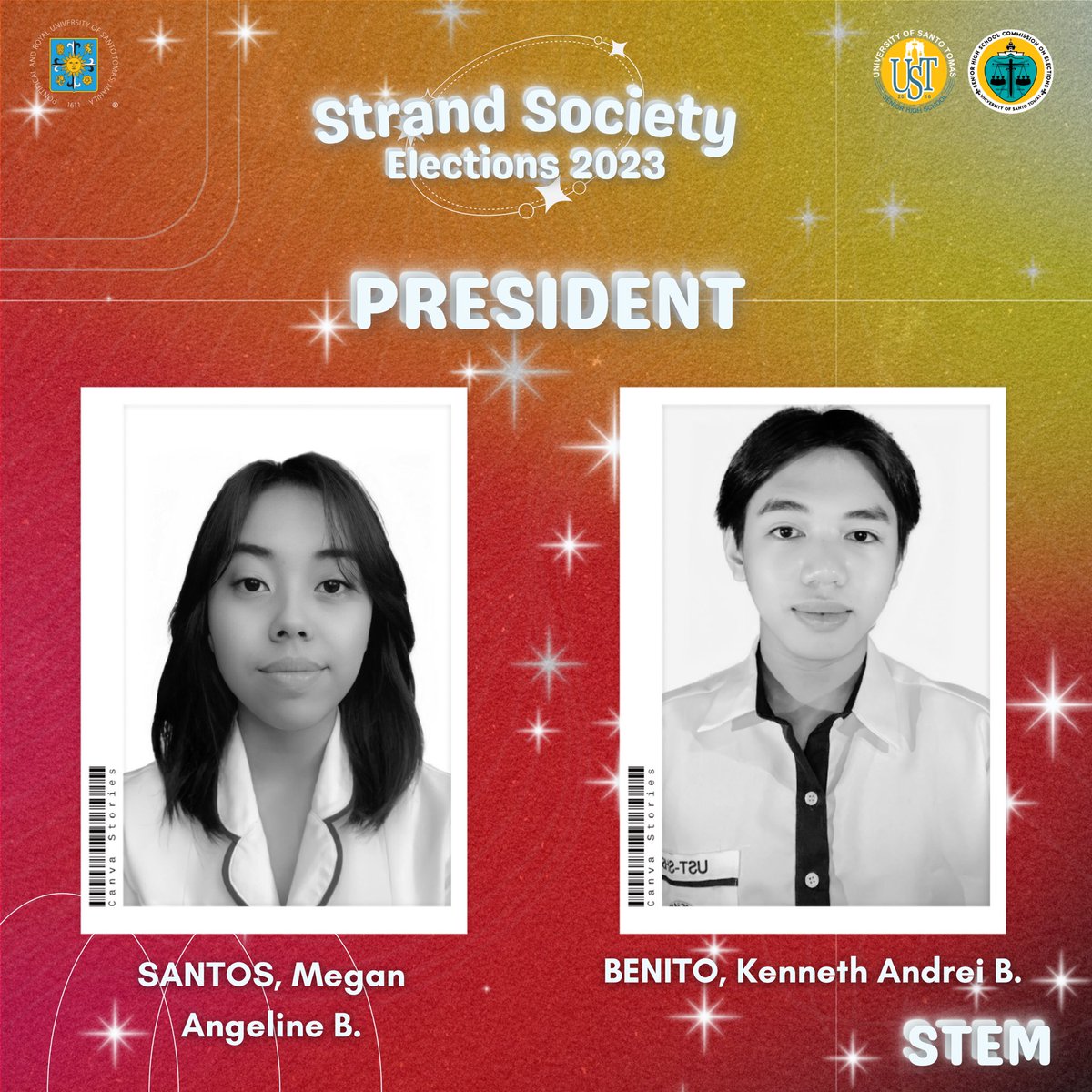 ustshscomelec's tweet photo. 🐯 Thomasians, elections season is not yet over!

🗒️The Official List of Candidates for the UST SHS Strand Society Elections 2023 is now available!

📣 Meet the Candidates of the STEM Society!

(1/3) https://t.co/BxPLbGpsda