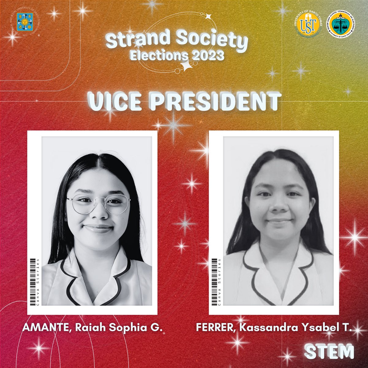 ustshscomelec's tweet photo. 🐯 Thomasians, elections season is not yet over!

🗒️The Official List of Candidates for the UST SHS Strand Society Elections 2023 is now available!

📣 Meet the Candidates of the STEM Society!

(1/3) https://t.co/BxPLbGpsda