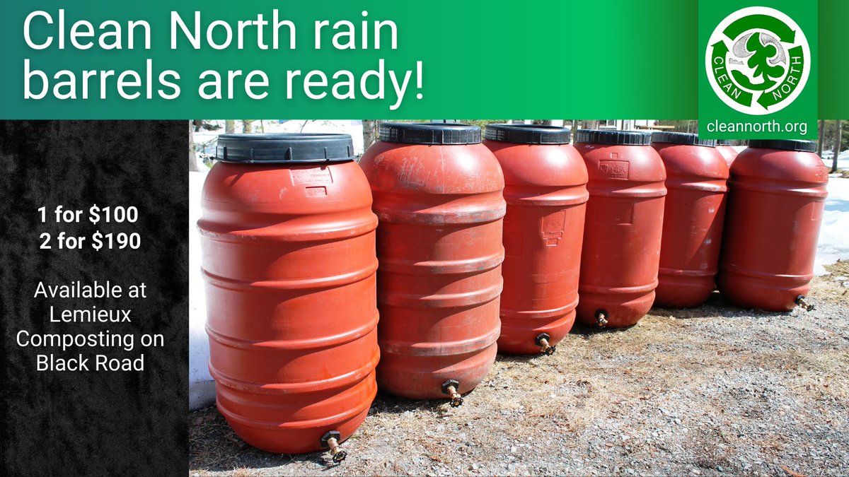 Who needs a rain barrel? Clean North rain barrels are now at Lemieux's on Black Road. FYI Lemieux is no longer accepting compostables for dropoff so be prepared and spread the word on that.

#gardening #rainbarrels #waterconservation #cleannorthsault #saultstemarie #algoma