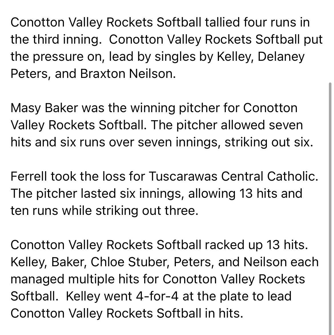 Conotton Valley Softball🚀 tweet media