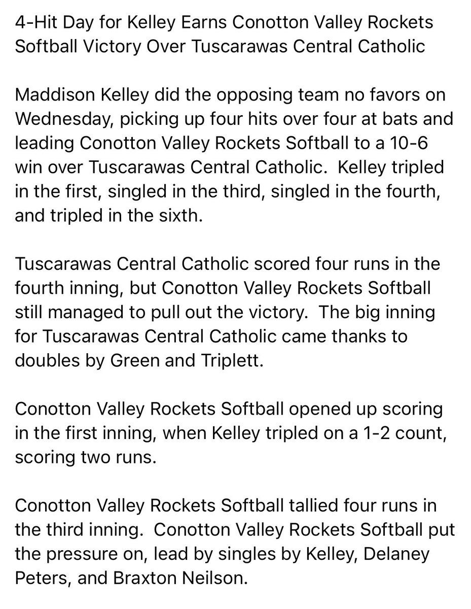 Conotton Valley Softball🚀 tweet media