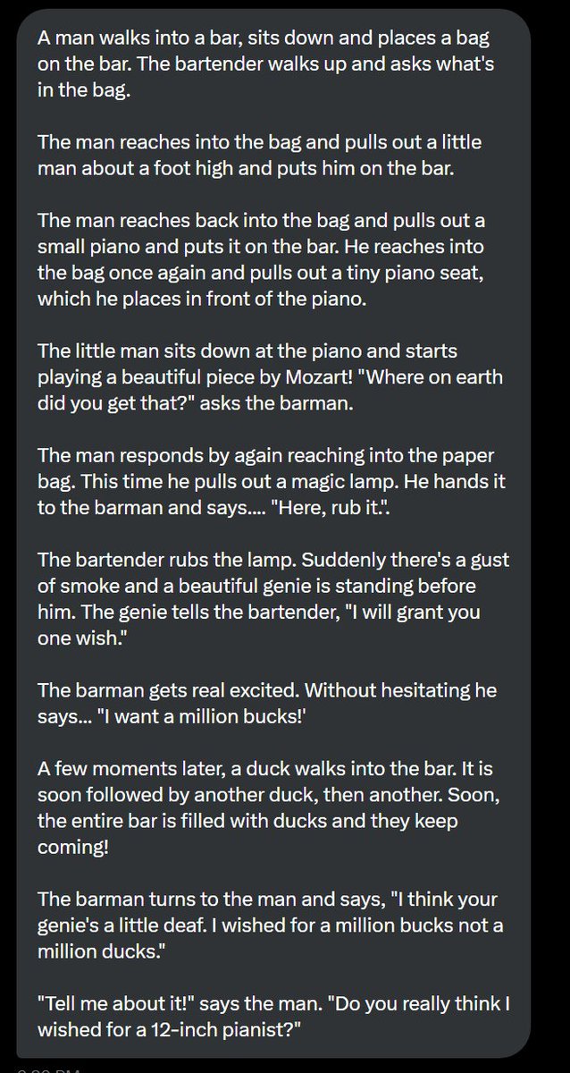 Man walks into a bar....