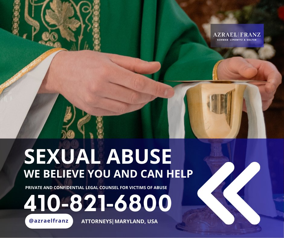 AzraelFranz's tweet photo. ✅Victims of childhood sexual abuse or assault in Maryland can seek justice regardless of when the incident occurred due to the Maryland Child Victims Act of 2023.
👉Here is a chance to get accountability and real closure.
☎️Contact us today (410)-821-6800 @AzraelFranz https://t.co/jCTVb1dS4d