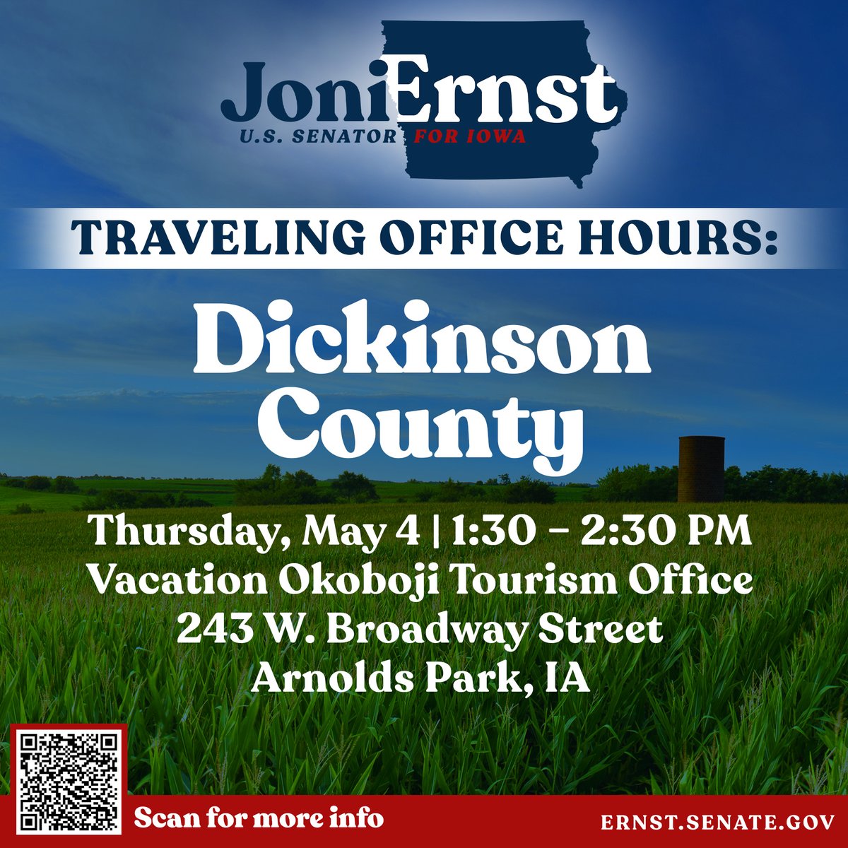 Joni Ernst on Twitter "📍Team Ernst is in Dickinson County for our