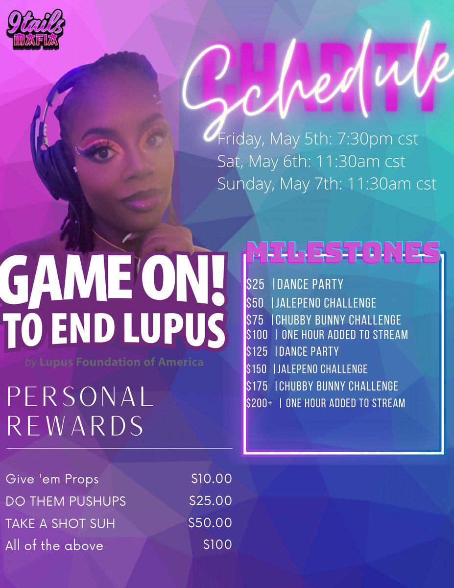 Hai Hai!! For those that don't know, not only am I a Lupus advocate, but I have been a Lupus Warrior for over 10 years now. May is Lupus Awareness Month and I am honored to share my platform with <a href="/OfficialMitchie/">💗 MajinXChu | 추 BANG BANG</a> for our second GOTEL charity stream!