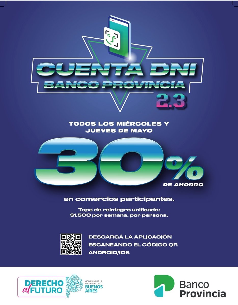 Jueves 4 de Mayo,acercarte a la disque y paga con cta Dni.
30% de descuento ( tope de reintegro $1500 )