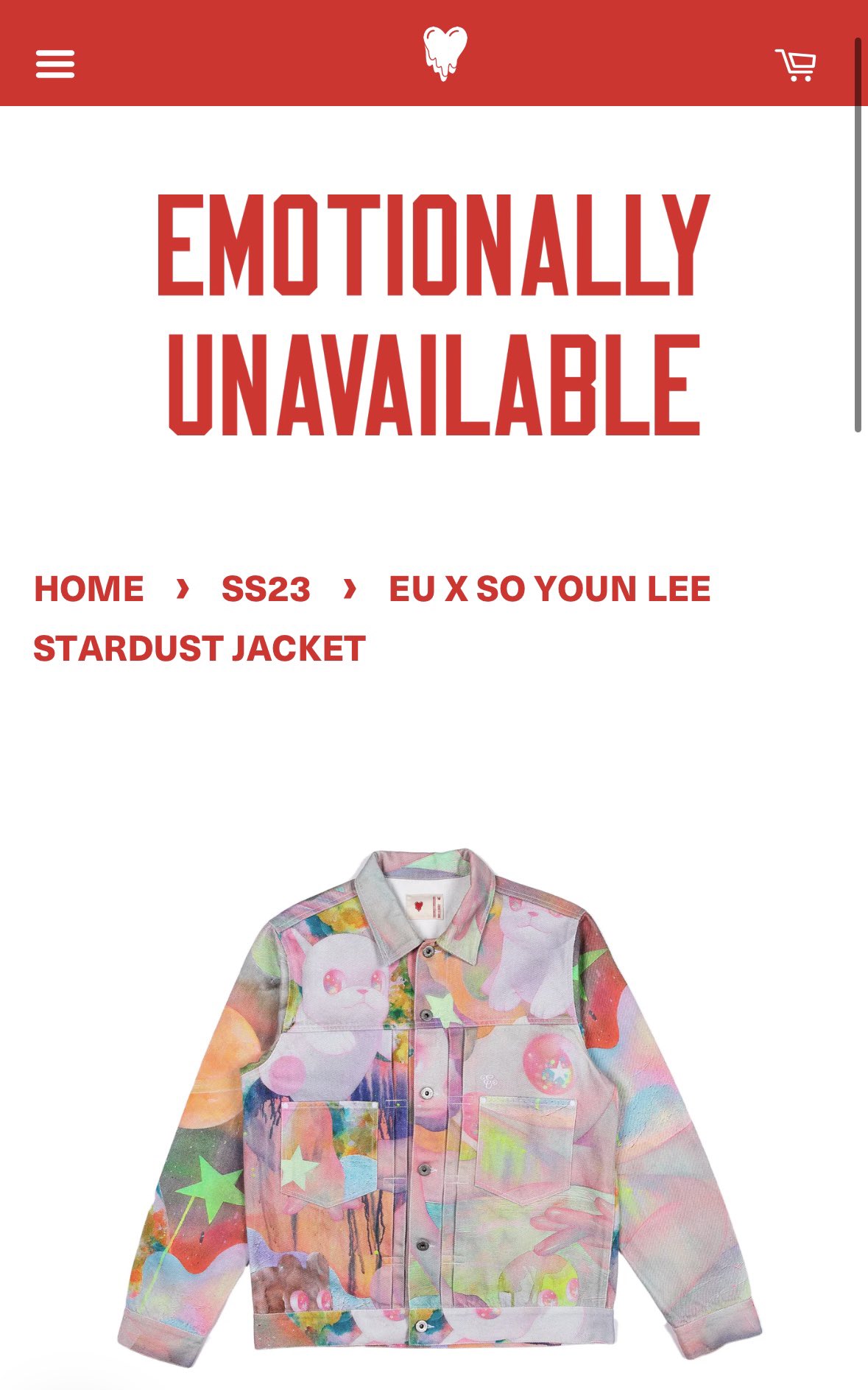 送料関税込み■EMOTIONALLY UNAVAILABLE■ x So Youn Leeコラボ Emotionally-Unavailable-x-So-