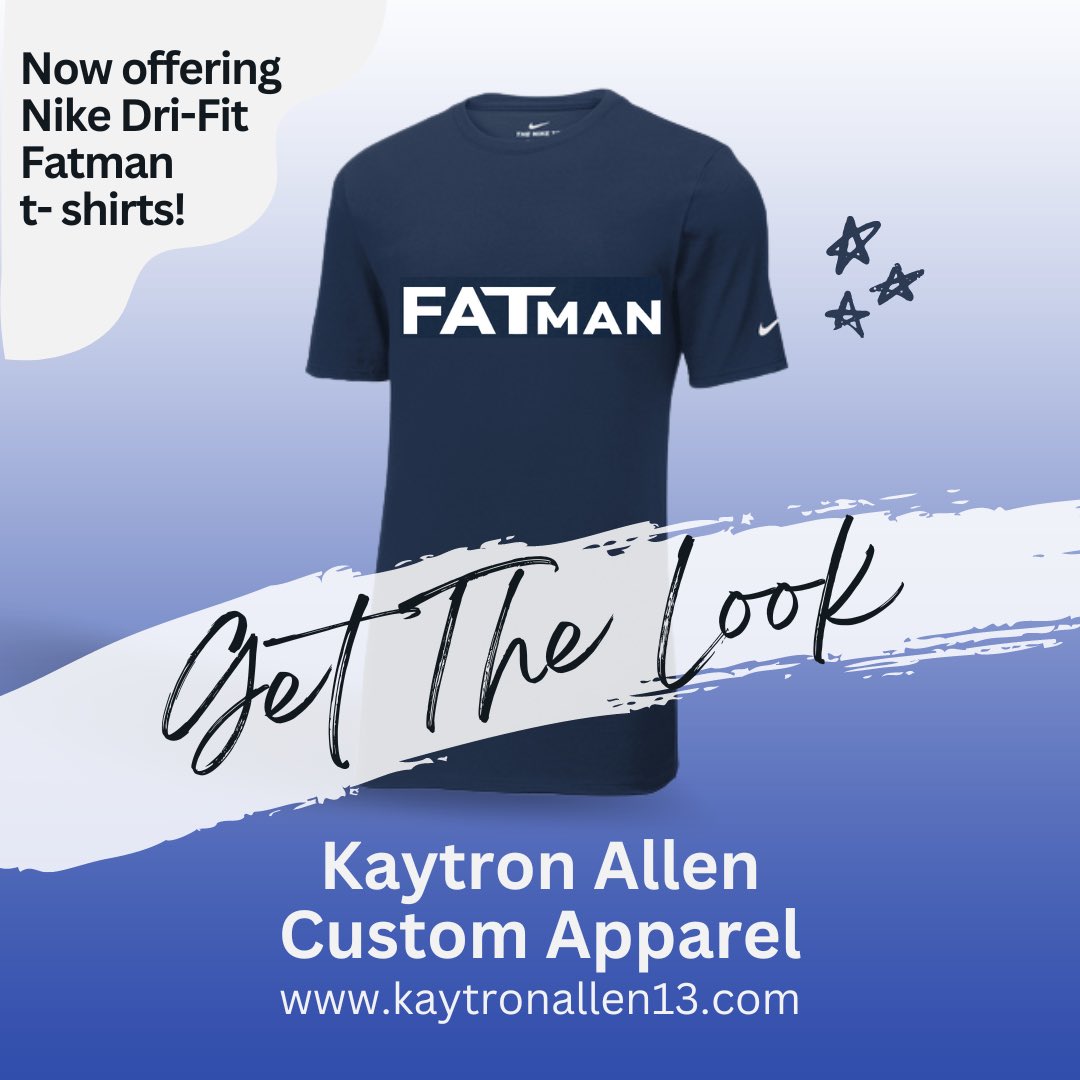 Now offering Nike Dri-Fit Fatman T-shirts on my site! Get the look at kaytronallen13.com (kaytronallen13.com)   #kaytronallen #nike #fatman #branding #custom #apparel #merch #opportunities