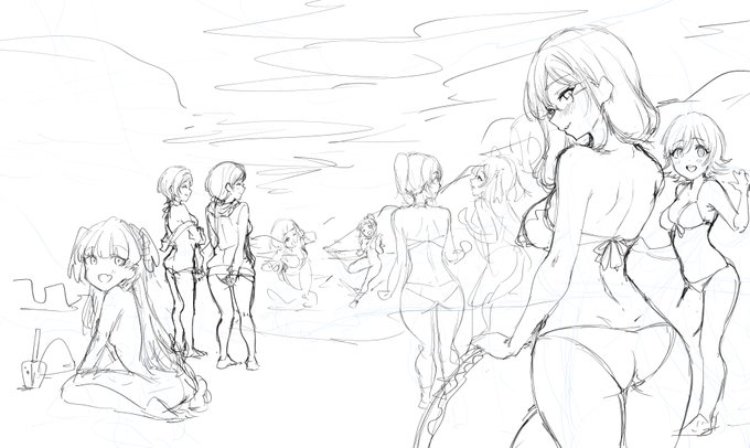 お尻いっぱい書いてる 