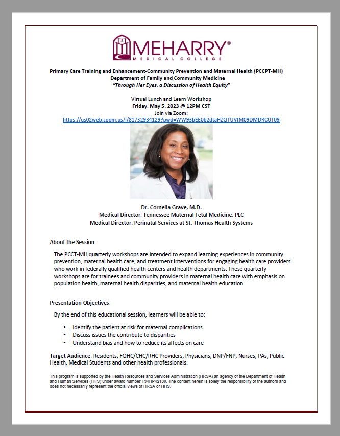 Join @PCTCoP on Friday, May 6th @ 12pm CST.  'Through Her Eyes' a discussion on health equity, presented by Dr. Cornelia Graves. #Healthymoms #Healthybabies #prevention #maternalhealth #Healthequity #Healthdisparities
Join here for: us02web.zoom.us/j/81732934129?…