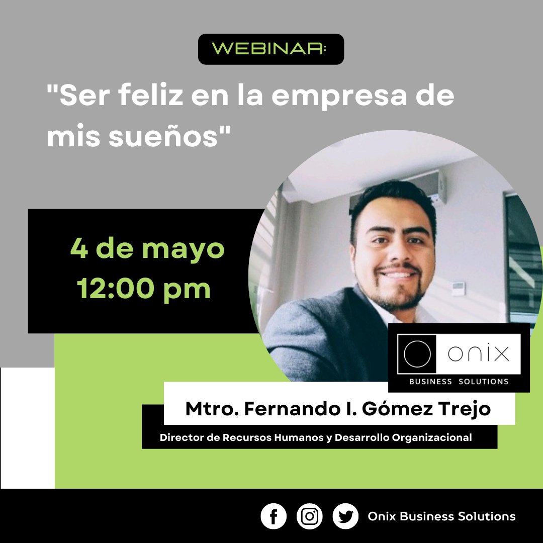 Acompañanos🔴en vivo en el Webinar 'Ser feliz en la #empresa de mis sueños'🙂💼 en cual nuestro Director de #RecursosHumanos y #DesarrolloOrganizacional compartirá  los aspectos mas relevantes que debemos considerar en una #vacante . #RRHH #teamwork #business