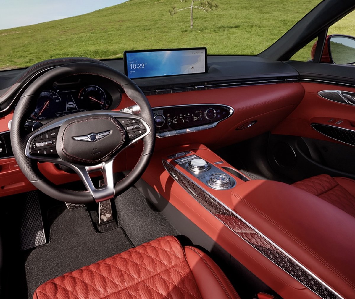 Get ready for the ride of your life with the 2023 Genesis GV70! With its luxurious interior, ergonomic design and technology, you'll be living in style! #GenesisGV70 #LuxeInterior